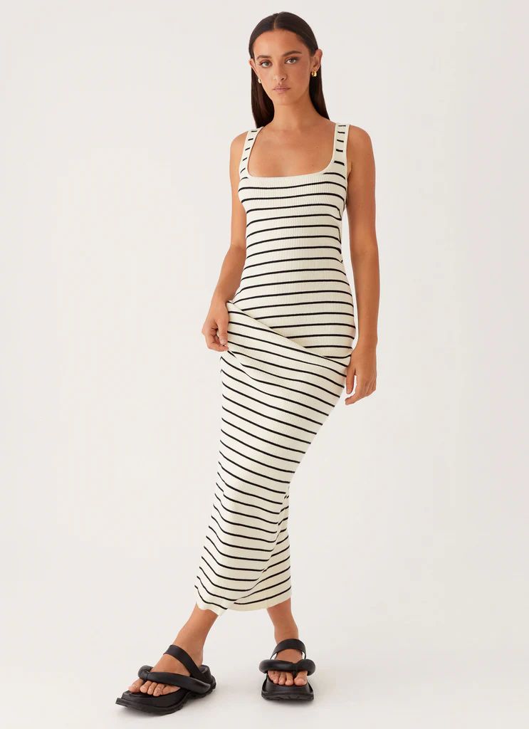 Lianna Stripe Maxi Dress - Ivory Black Stripe | Peppermayo (Global)