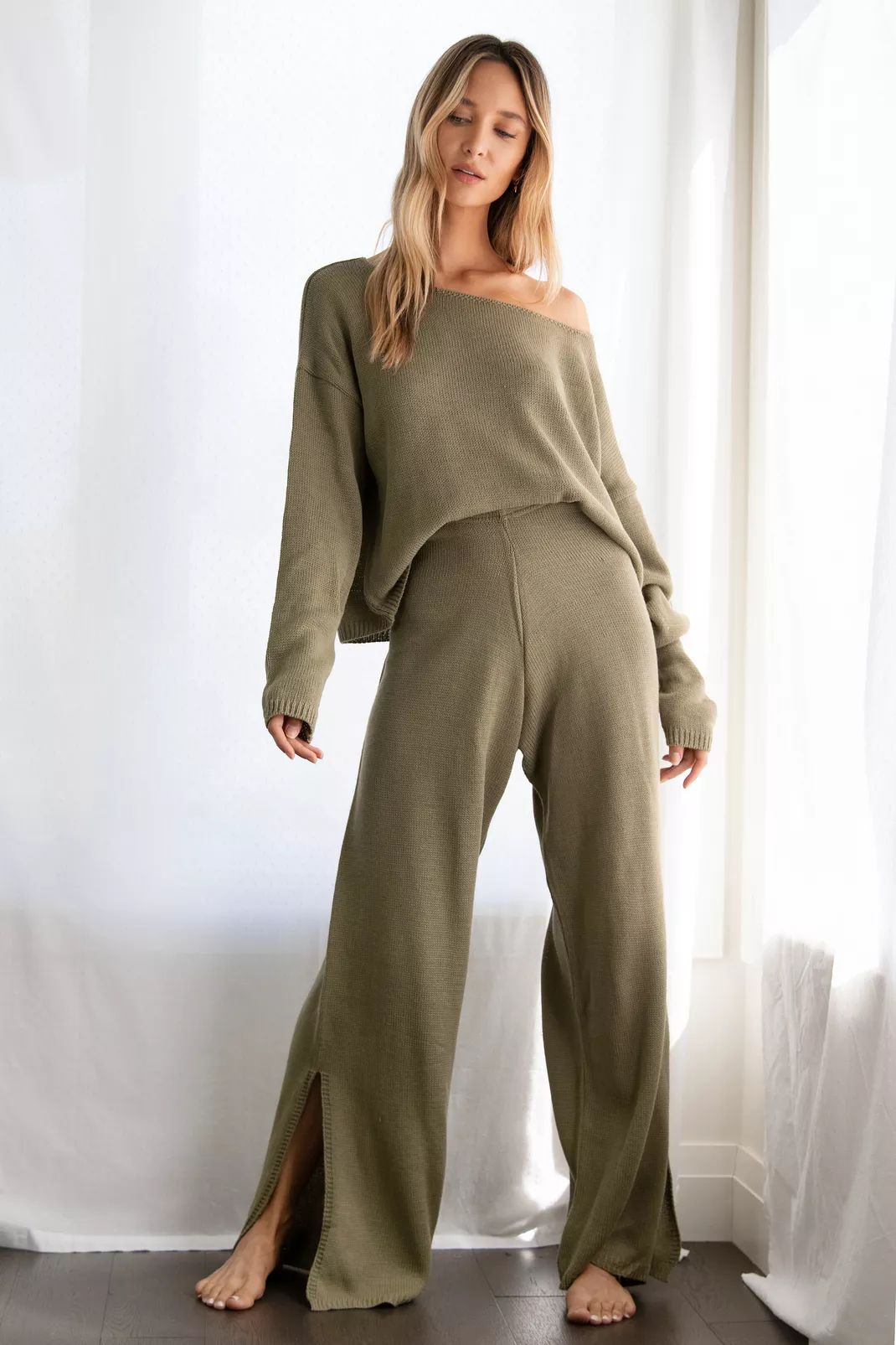 Knit Sweater and Split Hem Pants Set | Nasty Gal (US)