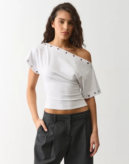 Off Shoulder Eyelet Detail Top | Glassons (Australia)