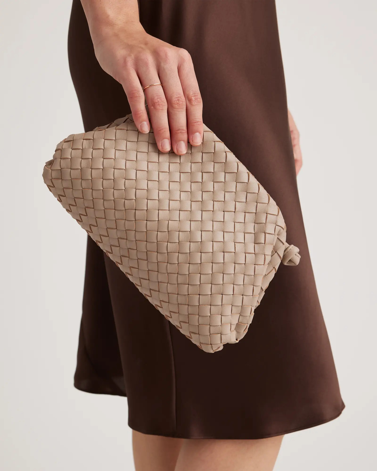 Italian Leather Handwoven Pouch Crossbody Clutch | Quince