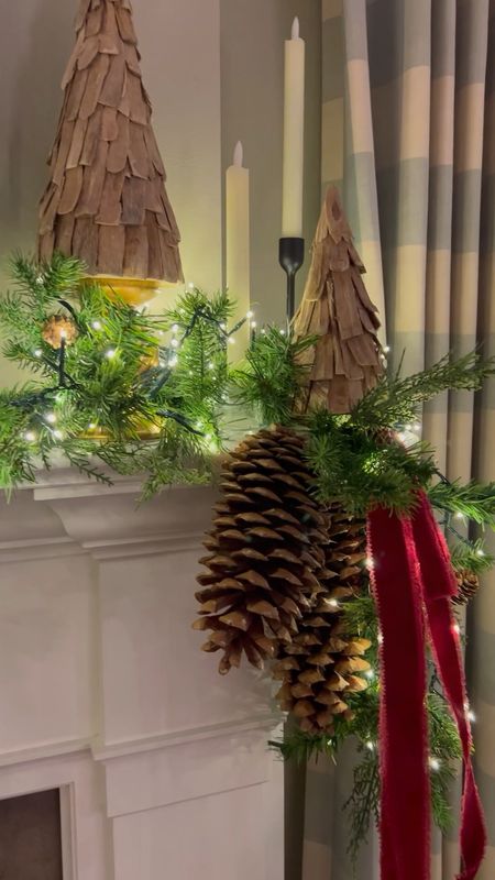 Decorate your mantel or Christmas tree with cluster garland lights from Target. Creat a magical look with Target Christmas lights paired with Studio McGee Rustic wood trees, giant pinecones and red velvet ribbon .

#LTKSeasonal #LTKHoliday