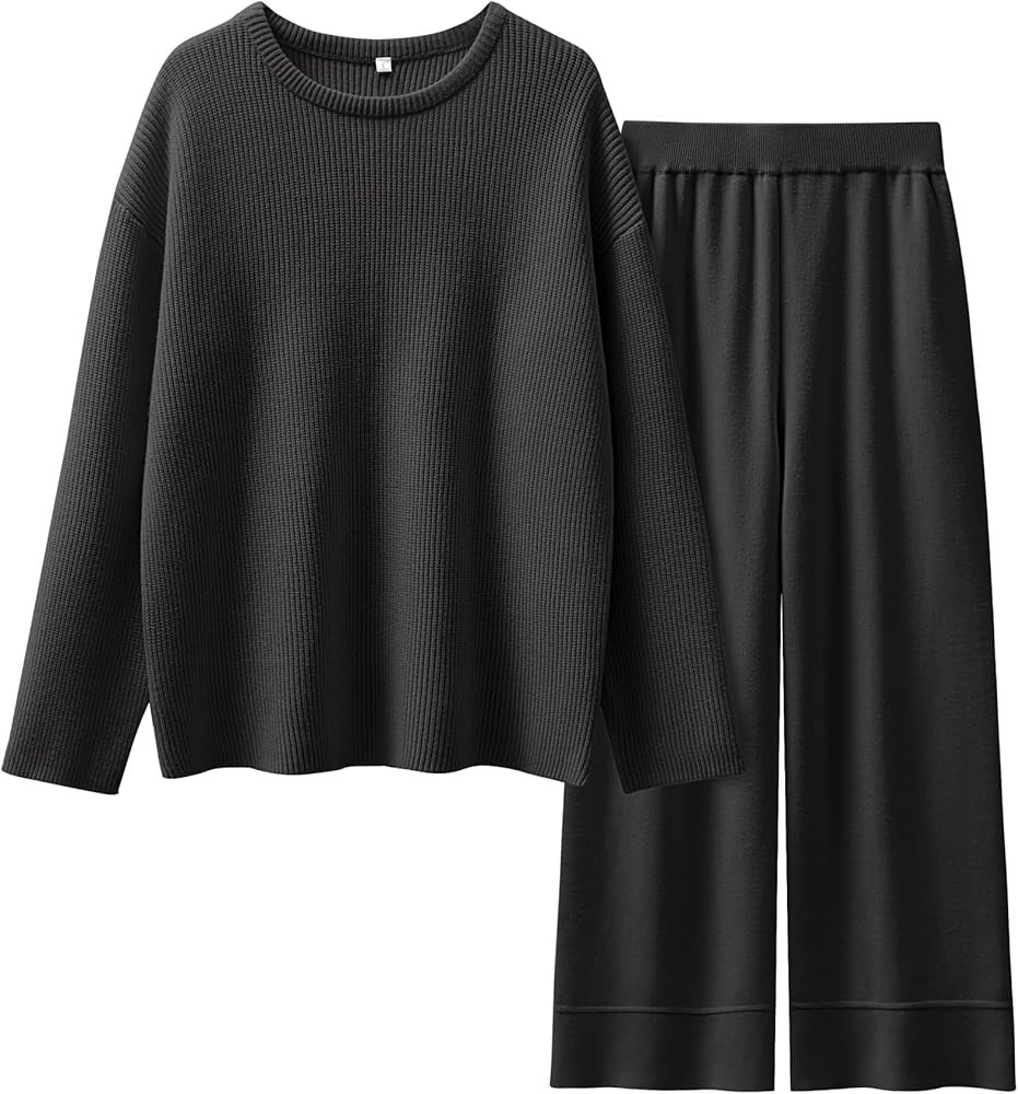 ANRABESS Womens Two Piece Outfits Sweater Lounge Sets Pullover Wide Leg Matching Sets Casual Loos... | Amazon (US)