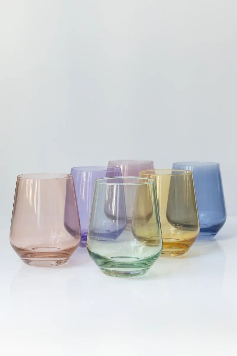 Estelle Colored Wine Stemless Set of 6 (Pastel Mixed Set) | Estelle Colored Glass