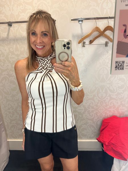 This pretty halter top is so chic, love the neutral colors. Wearing a small.

#LTKFindsUnder100 #LTKSaleAlert #LTKOver40