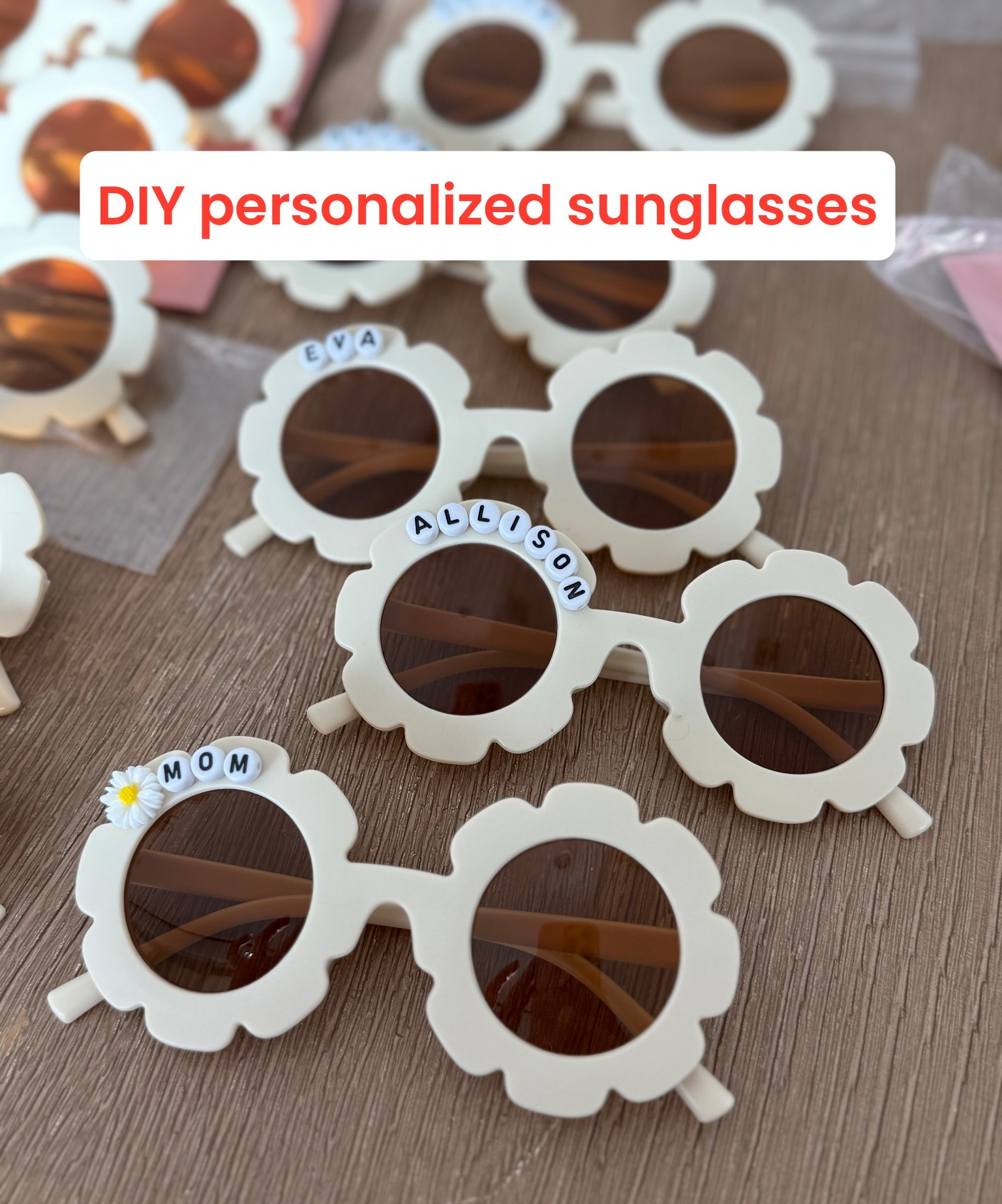 I made these personalized sunglasses as a party favor for my daughters birthday. The girls will get to pick whatever color flowers they want at the party. 

#LTKKids #LTKFindsUnder50 #LTKFamily