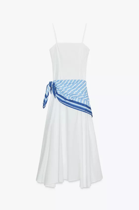 STRIPED SCARF MIDI DRESS | Zara US