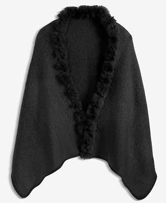 I.N.C. International Concepts Whipstitch Faux Fur Luxe Ruana, Macy's Exclusive - Macy's | Macy's
