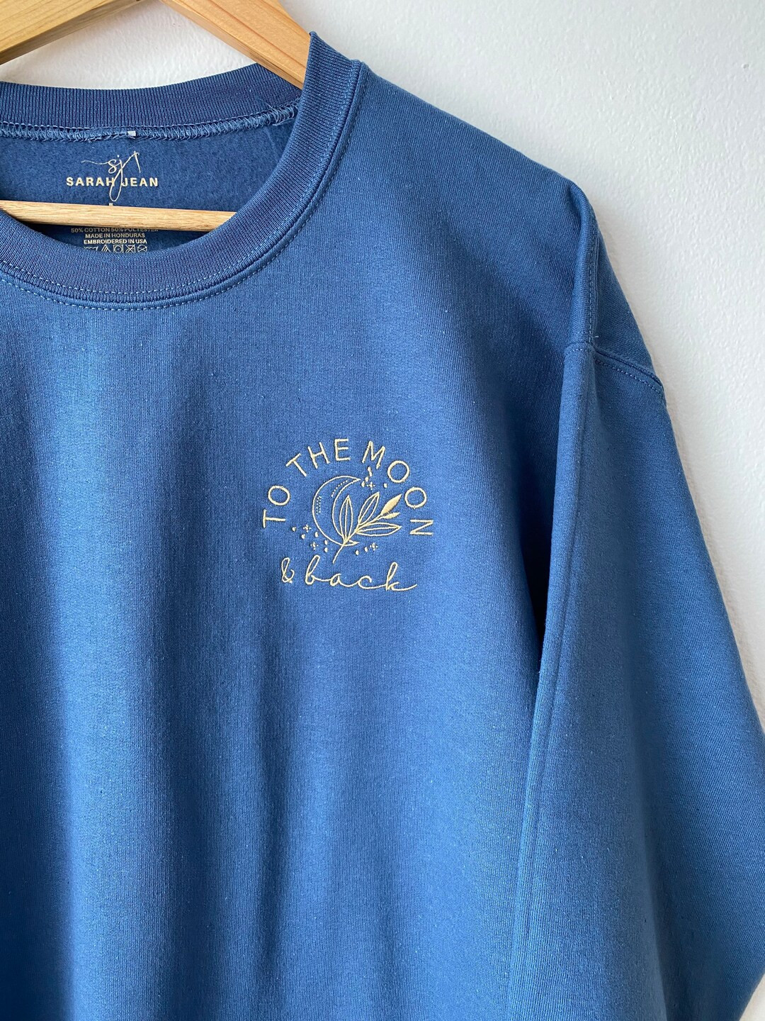To the Moon and Back Embroidered Crewneck Sweatshirt I Love - Etsy | Etsy (US)