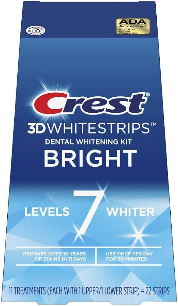 Crest 3D Whitestrips Bright Levels 7 Whiter Teeth Whitening Kit, 11 Treatments (Pack of 1), 22.0 ... | Amazon (US)
