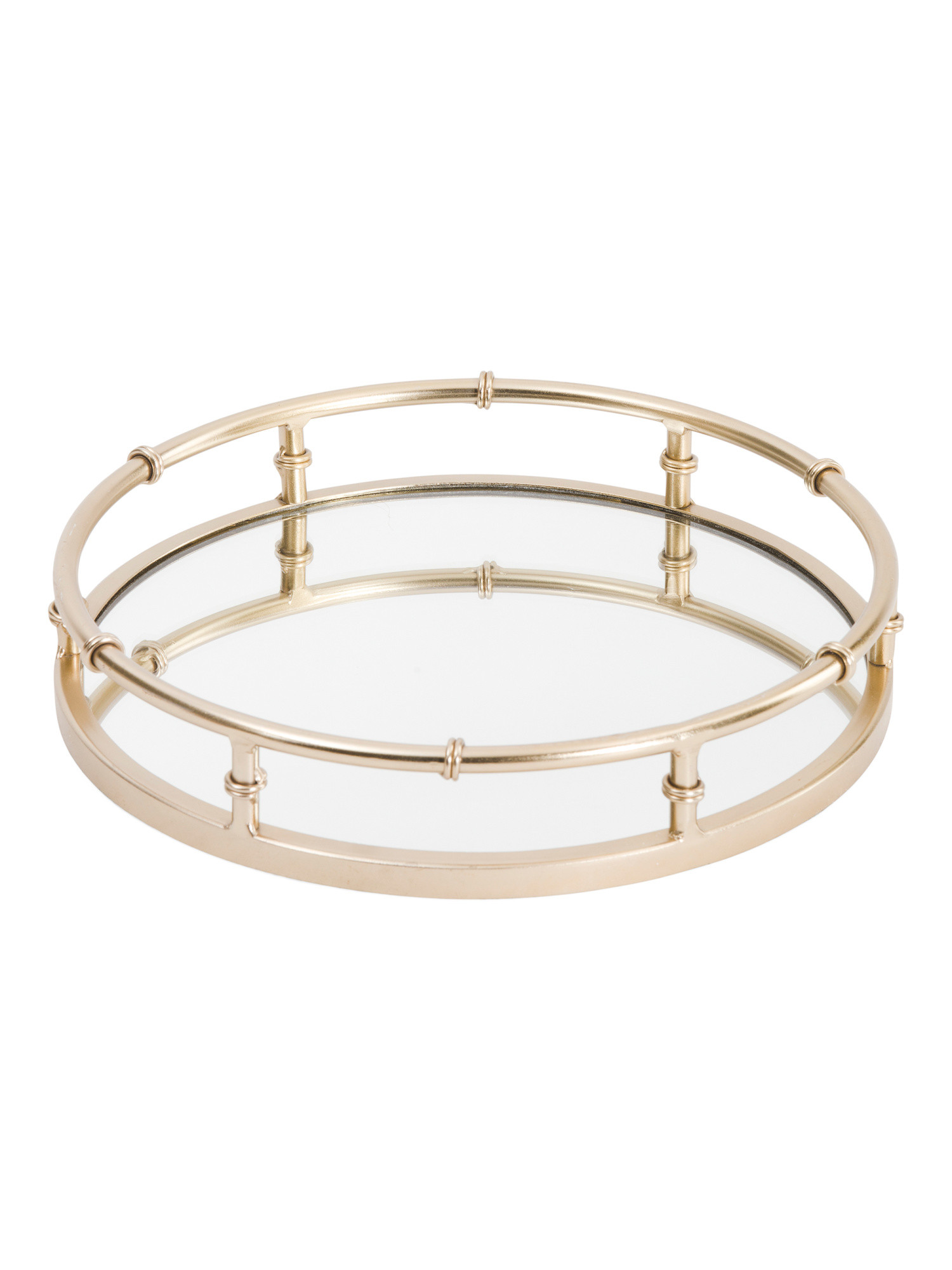 12x2 Bamboo Look Metal Mirrored Tray | Marshalls