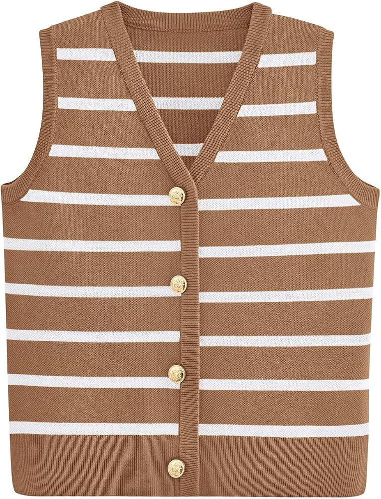 NALANISA Women's Trendy Sleeveless Knit Striped Sweater Vest Tank Tops 2024 Summer Slim Fitted Te... | Amazon (US)