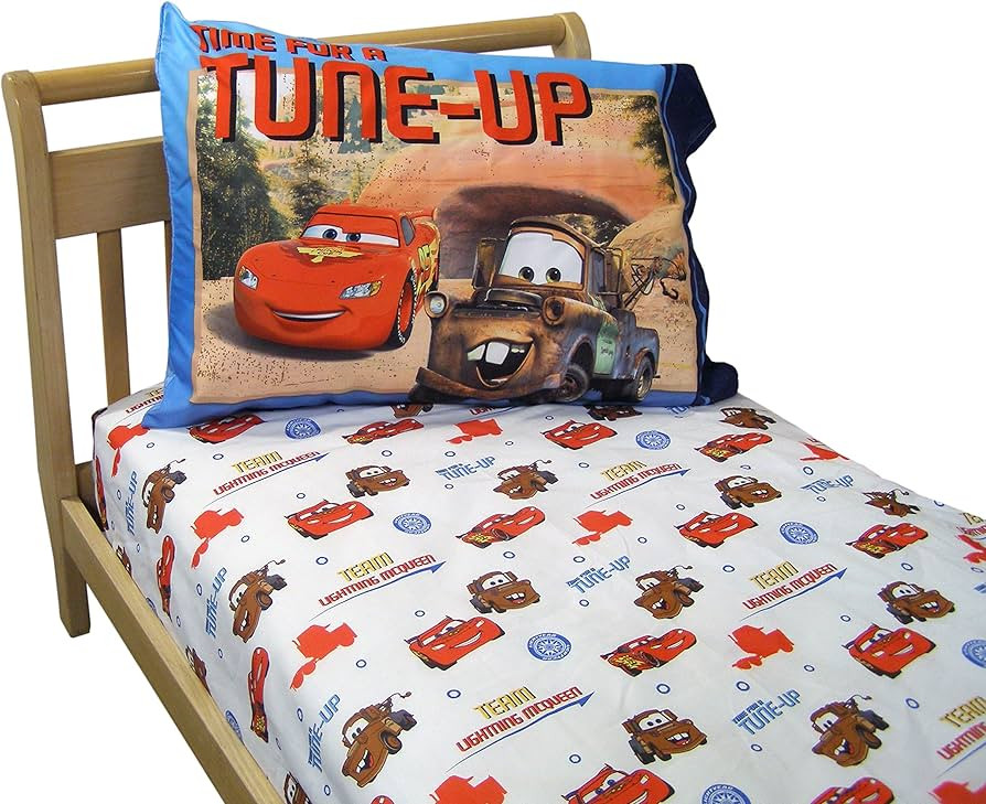 Disney NoJo Disney Cars Team Lightning McQueen 2 Pack Super Soft Fitted Toddler Sheet and Pillowc... | Amazon (US)