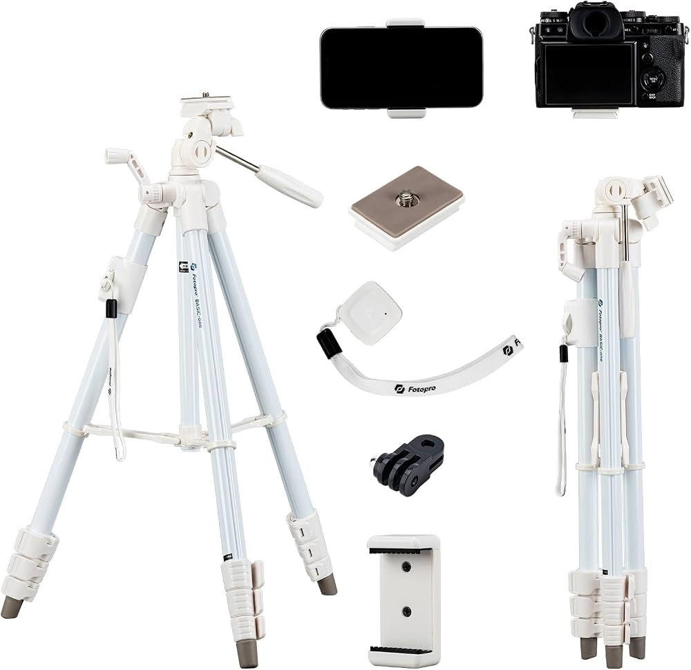 59'' Camera Tripod, Fotopro Portable Tripod for iPhone with Bluetooth Remote, Aluminum Video Came... | Amazon (US)