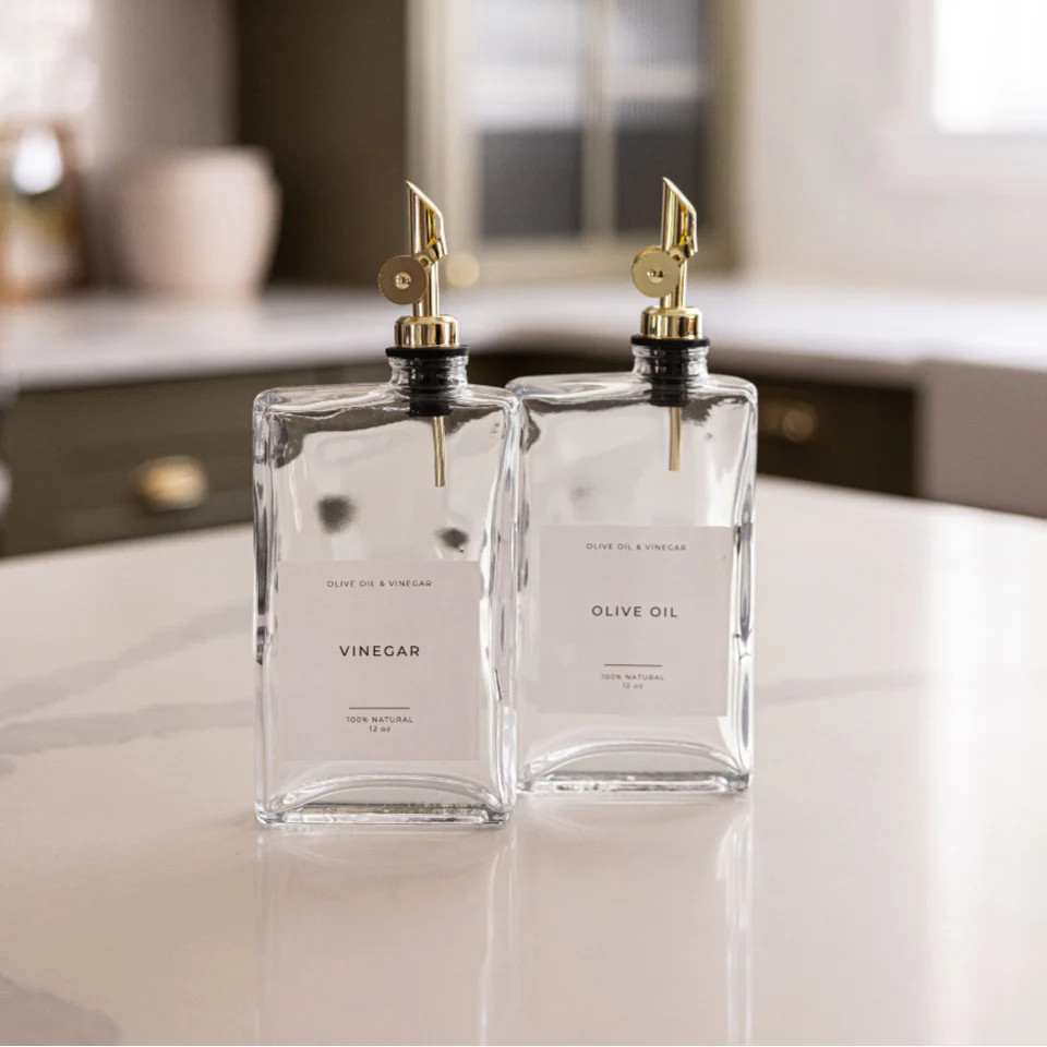 Rectangle Olive Oil & Vinegar Dispenser Bottles | By Luxe B Co. | luxe bCO