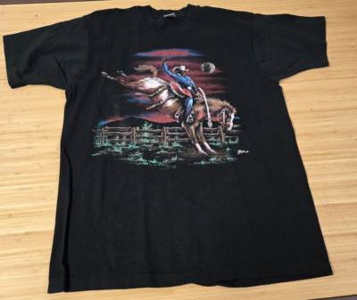 Vintage Hazelwood Cowboy Western Rodeo Horse Single Stitch Size XL | eBay US