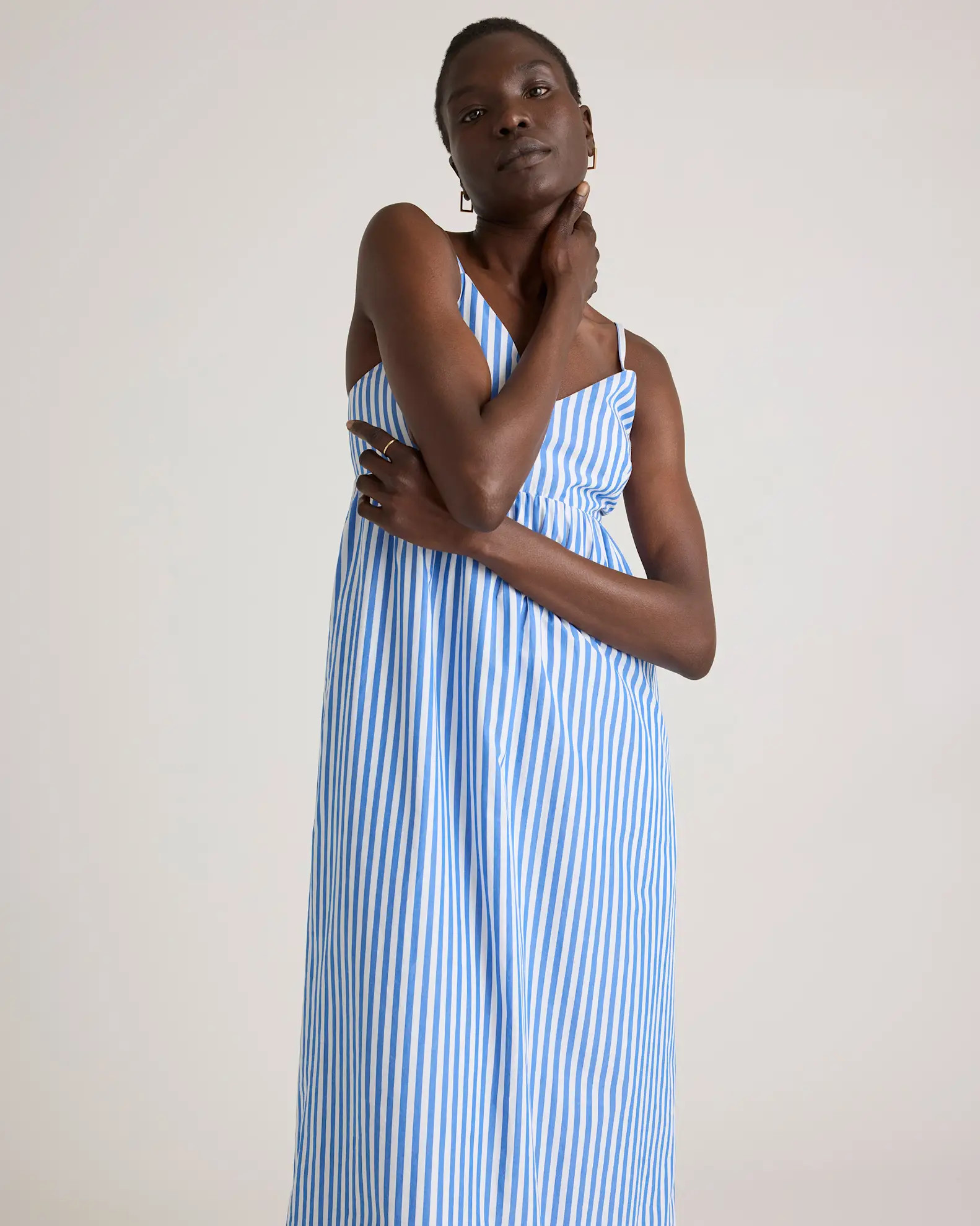 100% Organic Cotton Sleeveless Maxi Dress in Azure Stripe | Quince