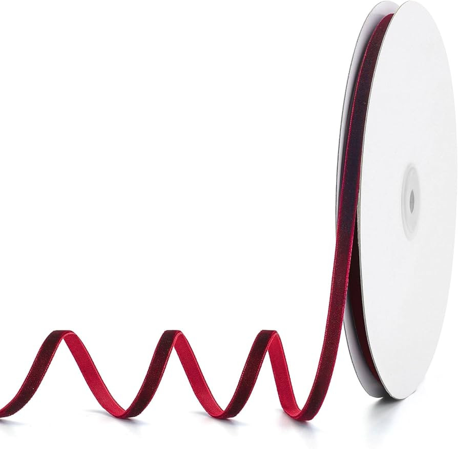 Pieaary Burgundy Velvet Ribbon 1/4" x 20Yd,Great for Gift Wrapping,Hair Bows Making, Wreaths,Wedd... | Amazon (US)