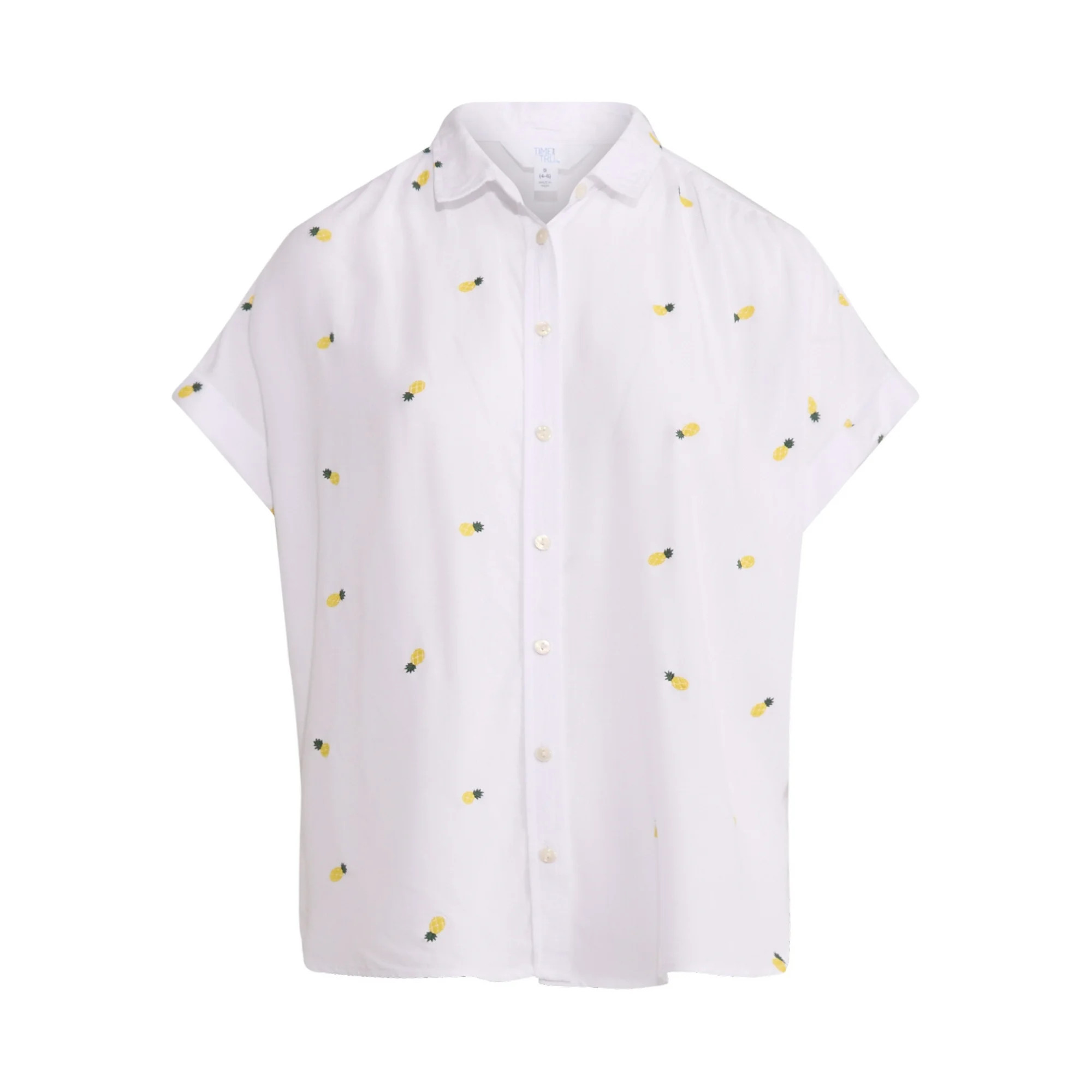 Time and Tru Women's Camp Shirt with Short Sleeves, Sizes XS-XXXL | Walmart (US)