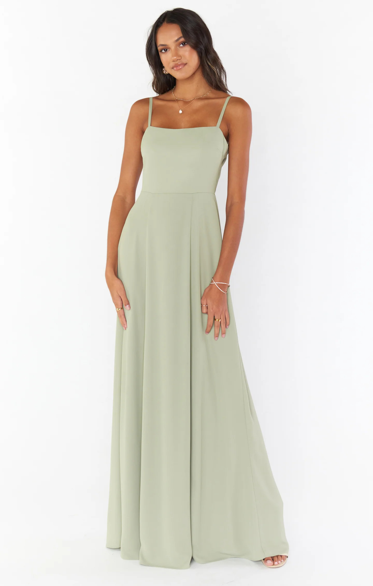 Lauren Tie Maxi Dress ~ Moss Green Crisp | Show Me Your Mumu