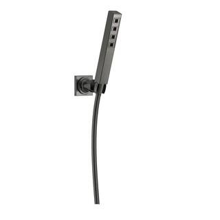 1-Spray Patterns 1.75 GPM 1.38 in. Wall Mount Handheld Shower Head with H2Okinetic in Lumicoat Black Stainless | The Home Depot