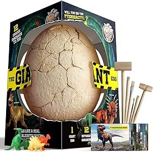 XXTOYS Dino Egg Dig Kit Dinosaur Eggs Jumbo Dino Egg with 12 Different Dinosaur Toys Dino Egg Kit... | Amazon (US)