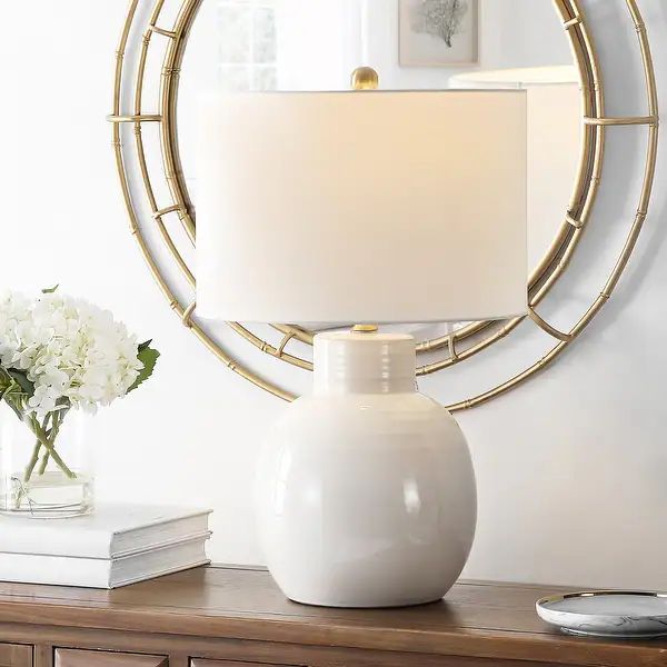 SAFAVIEH Lighting Syra 24-inch Ceramic LED Table Lamp - 15" W x 15" L x 24" H - Overstock - 35180... | Bed Bath & Beyond