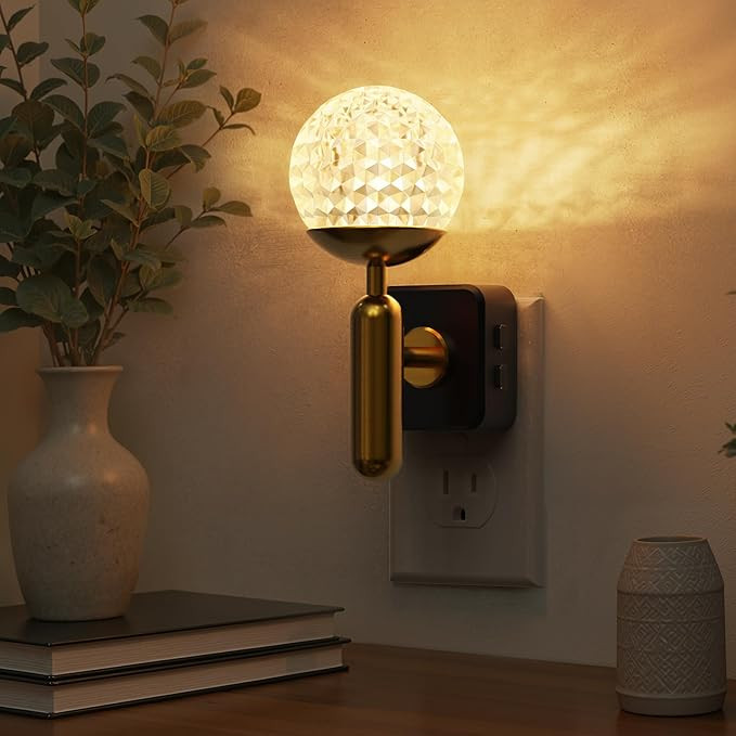 L LOHAS LED Night Lights Plug into Wall,Color Changing Night Light with Rotatable Plug,Crystal Ba... | Amazon (US)