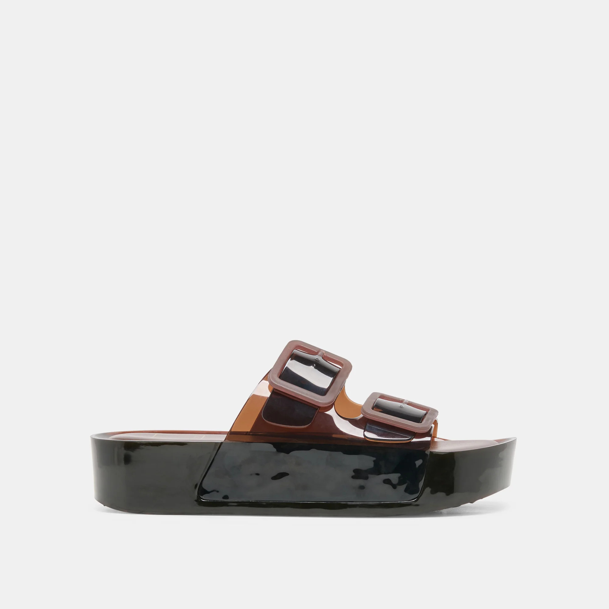 JULIO X Chocolate Vinyl Jelly Platform Sandals | Dolce Vita | DolceVita.com
