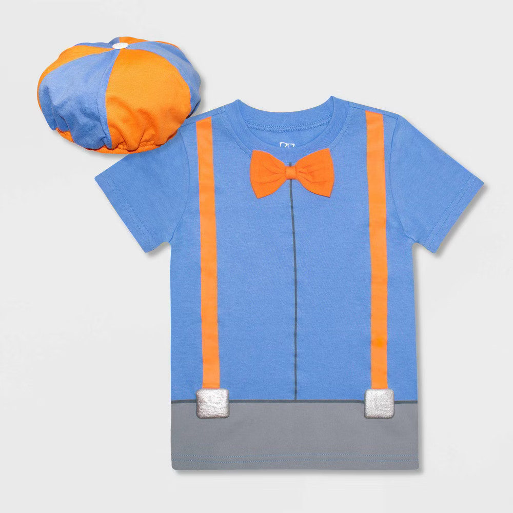 Toddler Boys' Blippi Short Sleeve Graphic T-Shirt and Hat - Blue 12M | Target