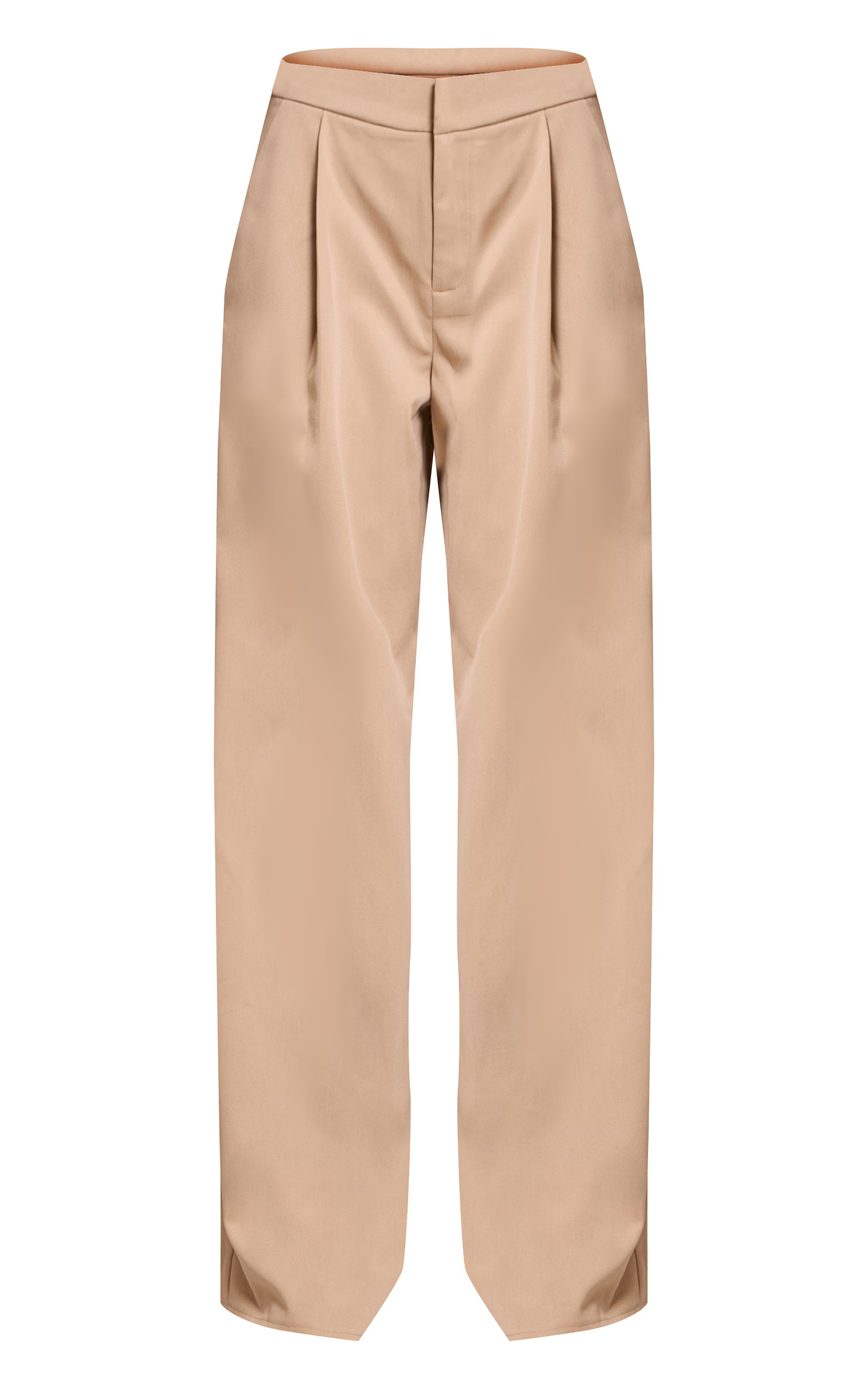 Tall Sand Woven Tailored Wide Leg Pleated Pants | Tall | PrettyLittleThing US