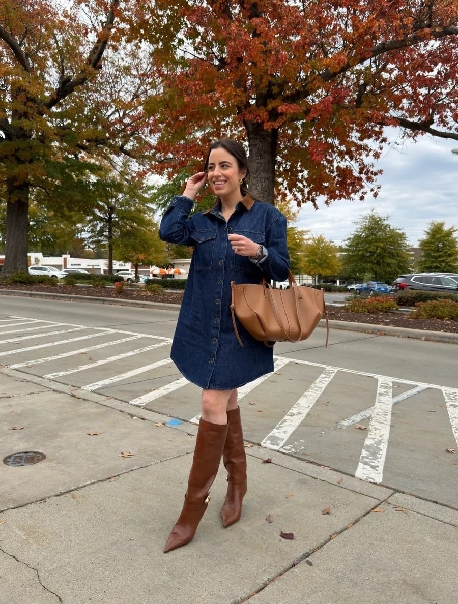 This denim shirt dress and leather boots are hands down my favorite fall combo. So comfortable and fits true to size.

fall outfit, autumn vibes, casual chic, elevated basics, classy style, dainty accessories, denim outfit

#LTKootd #LTKSeasonal #LTKU