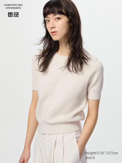 Cotton Popcorn Jumper (Short Sleeve) | UNIQLO (UK)