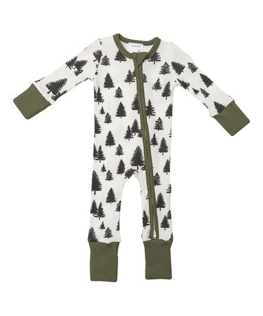 Black & White Trees Two-Way Zip-Up Playsuit - Newborn & Infant | Zulily