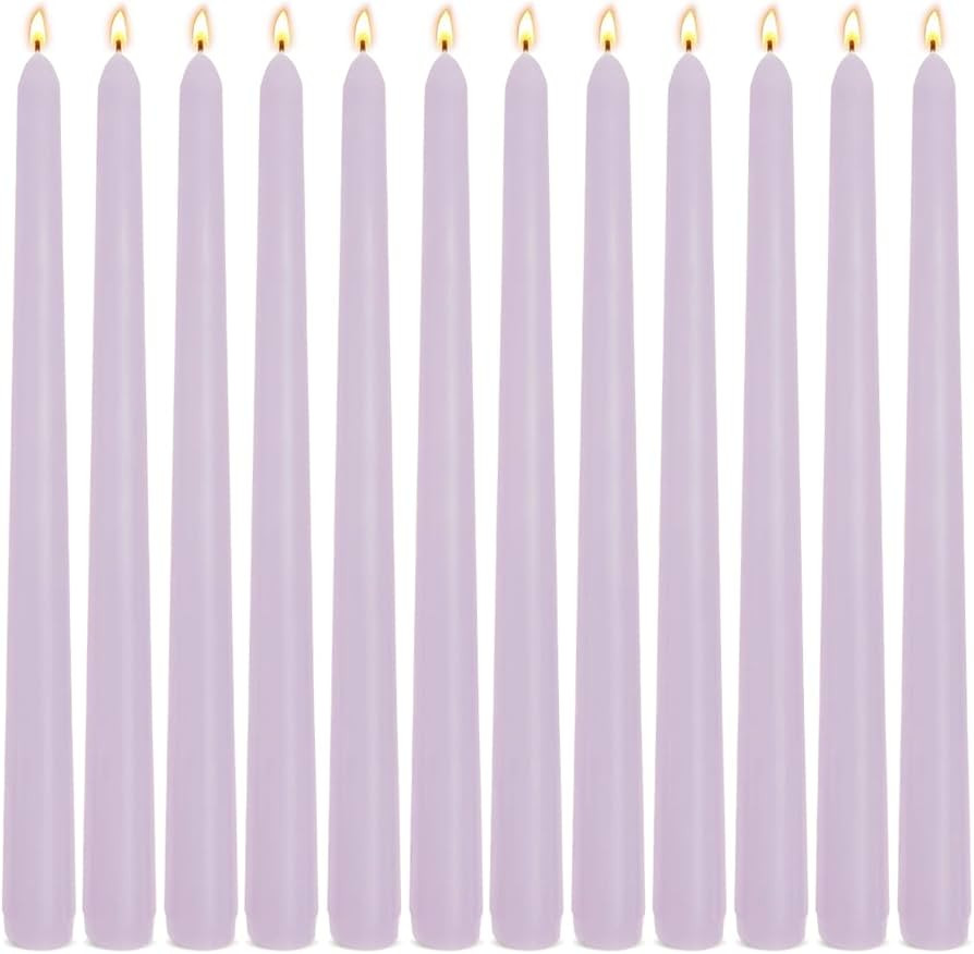 12-Pack Light-Purple Taper Candles, 10 Inch Unscented Dripless Candlesticks, Long-Lasting Burn Ti... | Amazon (US)