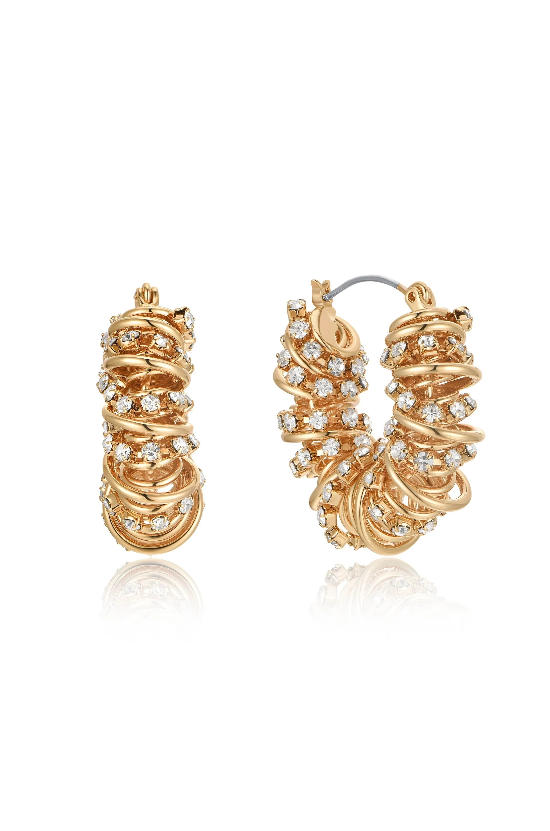 Swirling Crystal Cluster Hoop Earrings | Ettika