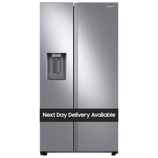 36 in. 27.4 cu. ft. Standard Depth Side by Side Refrigerator in Fingerprint Resistant Stainless Steel | The Home Depot