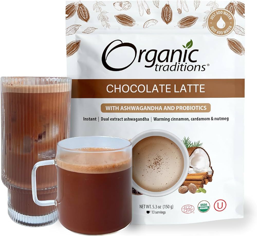 Organic Traditions Superfood Chocolate Latte with Ashwagandha | Superfood Caffeine Free Dairy Fre... | Amazon (CA)