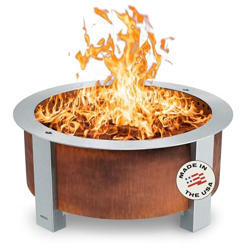 Breeo Smokeless FIrePit (X Series 30, Corten Steel) - 34.5" Smokeless Fire Pit for Outside - 94 lbs - Ideal for Families - Compatible with Wide Range of Breeo Accessories - Gifts for Dad | Amazon (US)