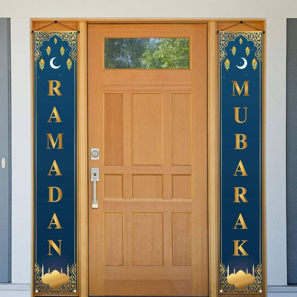 Ramadan Mubarak Decorations Banner Islamic Eid Festival Celebration Welcome Porch Sign Muslim Ram... | Amazon (US)