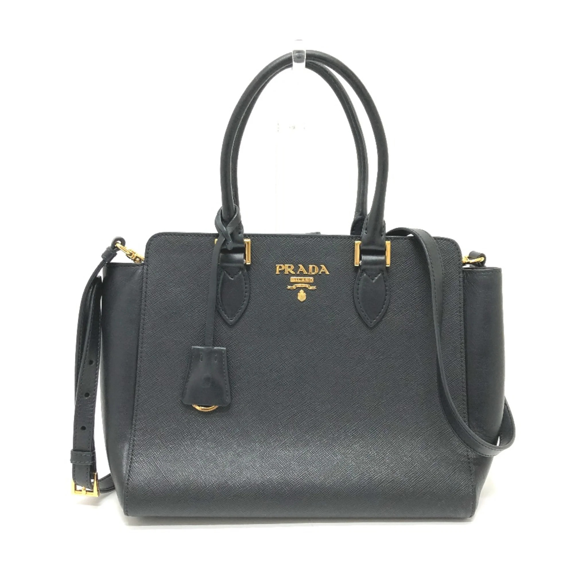 Pre-Owned PRADA 1BA113 2WAY Bag Shoulder Bag Crossbody Hand Bag Black GoldHardware (Good) | Walmart (US)