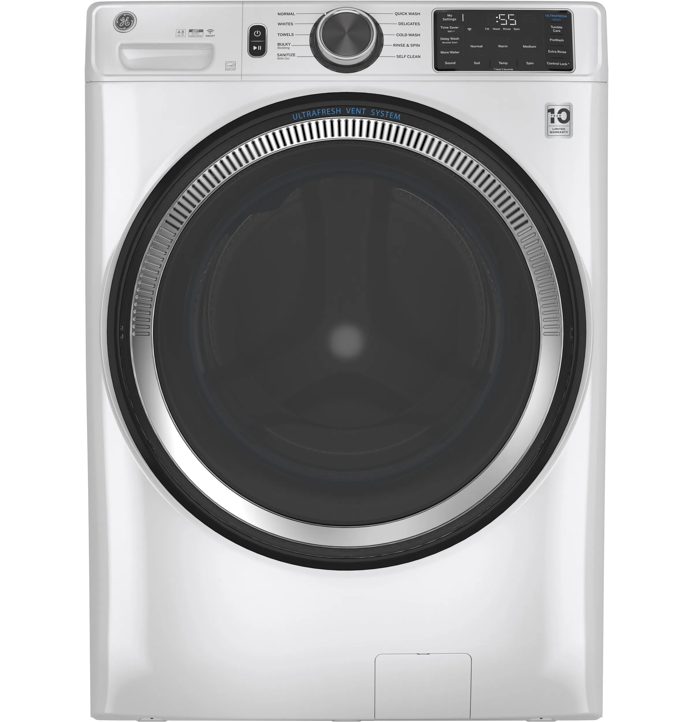 GE UltraFresh Vent System 4.8-cu ft Stackable Smart Front-Load Washer (White) ENERGY STAR | Lowe's