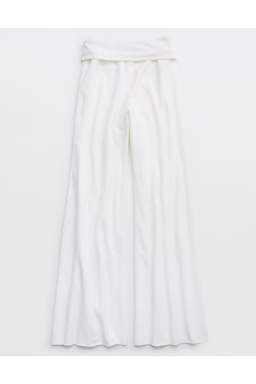 OFFLINE By Aerie OTT Fleece Super Wide Leg Foldover Pant Women's White M Long | Aerie