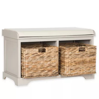 Safavieh Freddy Wicker Storage Bench in Vintage Grey | Bed Bath & Beyond