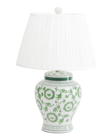 23in Chinoisere Ceramic Pleated Linen Shade Table Lamp | Marshalls