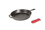 Lodge 12 Inch Cast Iron Skillet with Red Silicone Hot Handle Holder – Pre-Seasoned Frying Pan f... | Amazon (US)