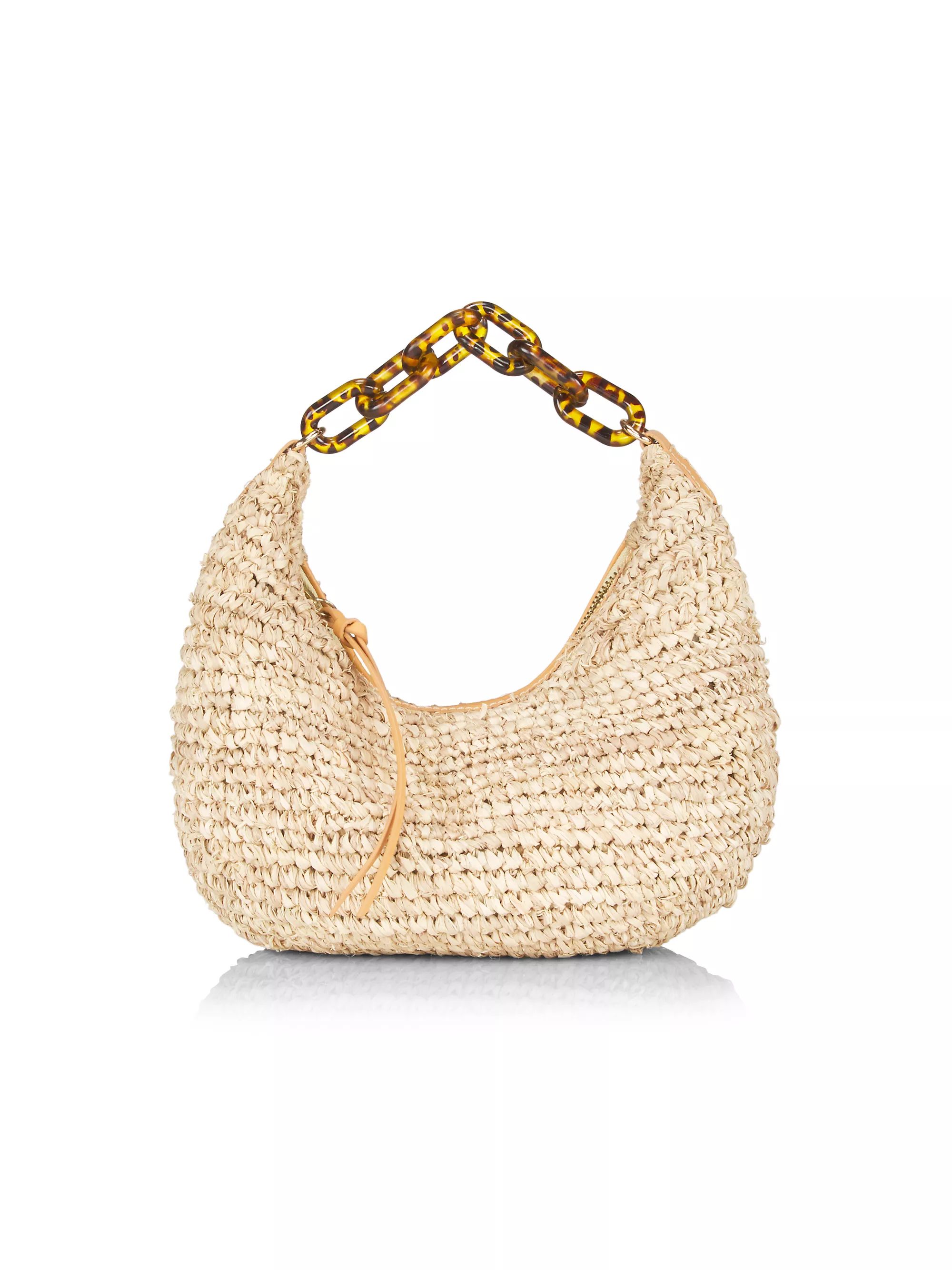 The Josie Chain & Crocheted Raffia Hobo Bag | Saks Fifth Avenue