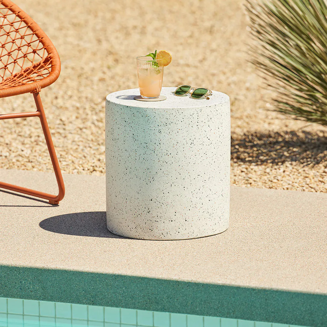Solina Outdoor Stool - White Terrazzo | Article