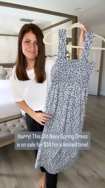 NOT A DRILL‼️ This must have smocked spring dress from Old Navy is currently on sale for $14 (all color options)! Not sure how long the sale will last but don’t sleep on it! It’s a good one! And it has POCKETS 🙌🏼

Follow me for more affordable fashion finds and Old Navy finds! 

Wearing a small! 

#LTKsalealert #LTKfindsunder50 #LTKstyletip