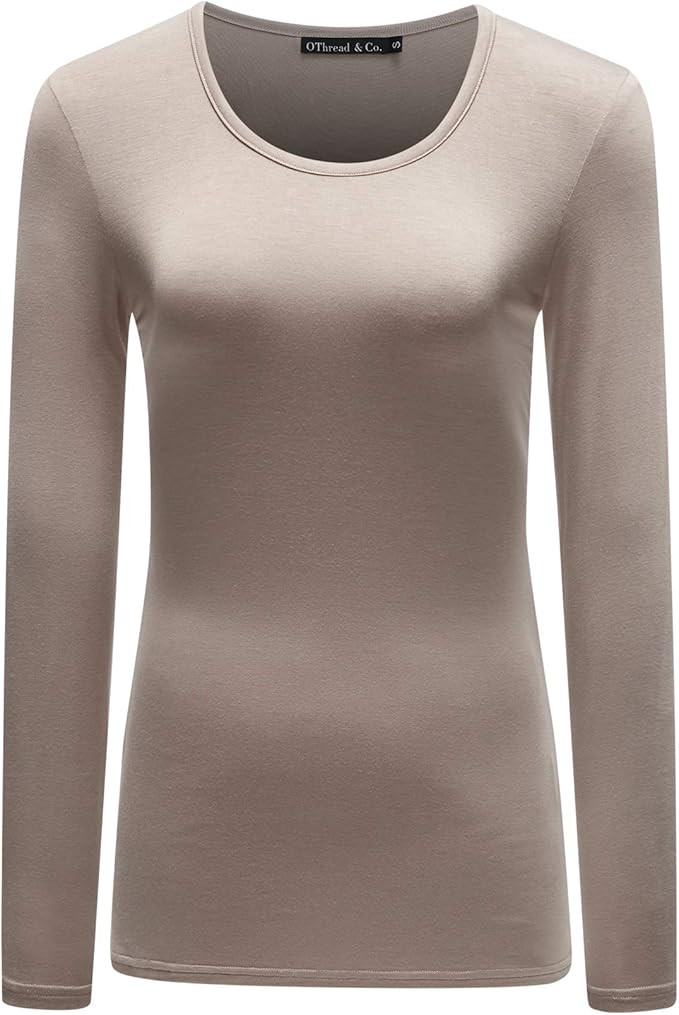 OThread & Co. Women's Long Sleeve T-Shirt Scoop Neck Basic Layer Stretchy Shirts | Amazon (US)