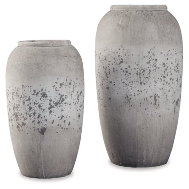 Signature Design by Ashley Dimitra Painted Ceramic 2 Piece Decorative Vase Set, Light Gray | Walmart (US)